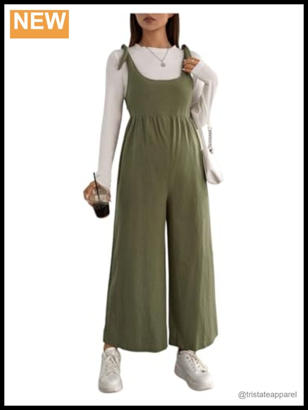 Maternity Tie Knot Suspender Overall Wide Leg Jumpsuit